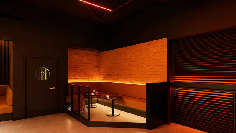 Raised brick alcove with hidden lighting
